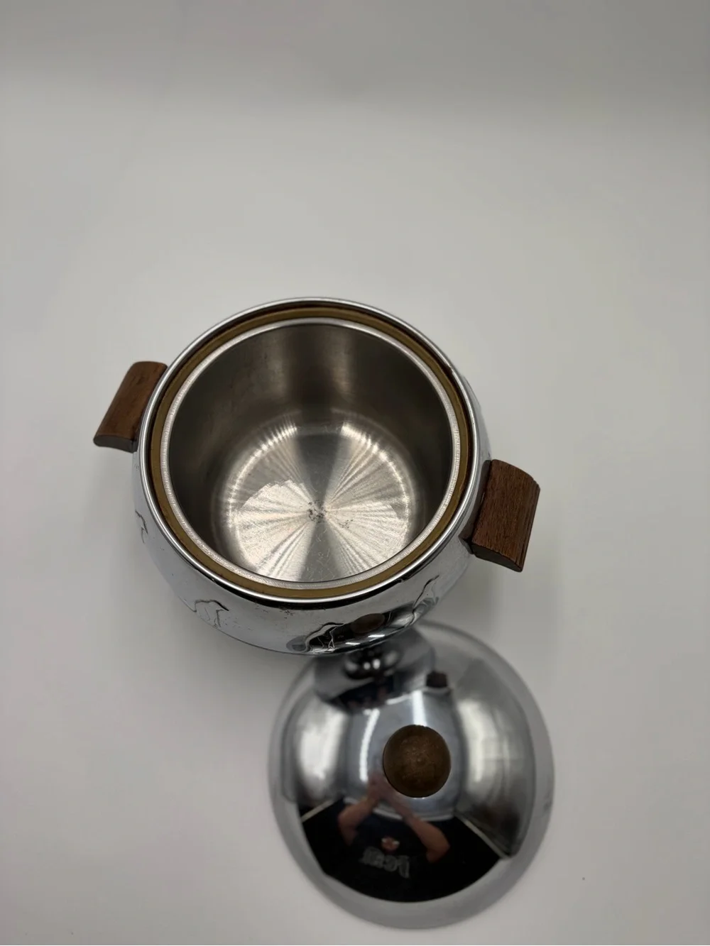 Stainless Steel Penguin Ice Bucket with Brown Wood Handles